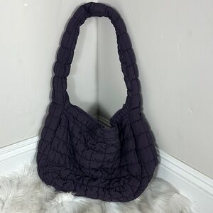 Do Everything in Love  Quilted Puffer Purple Shoulder Bag